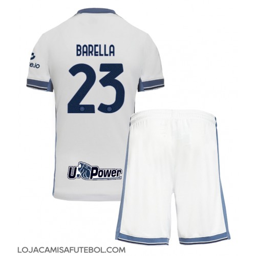 Camisa de Futebol Inter Milan Nicolo Barella #23 Equipamento Secundário Infantil 2024-25 Manga Curta (+ Calças curtas)